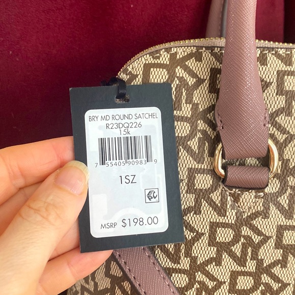 DKNY Bryant Medium Round Satchel, Tan & Mauve - Picture 7 of 14